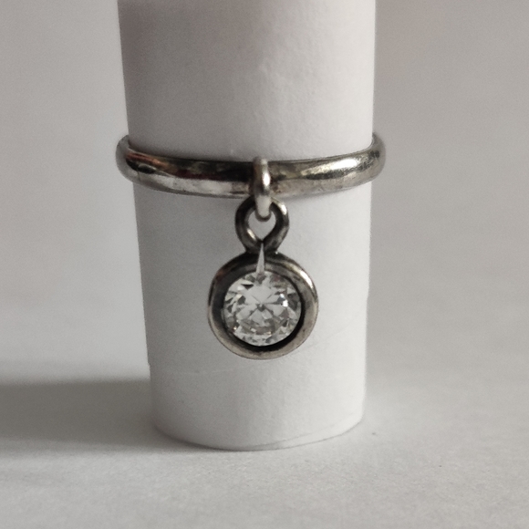 Vintage Diamante Drop Sterling Silver Ring - Picture 2 of 13
